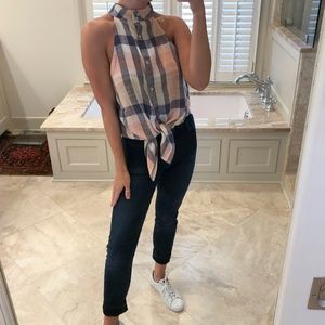 Bella Dahl size small tie up, plaid sleeveless top